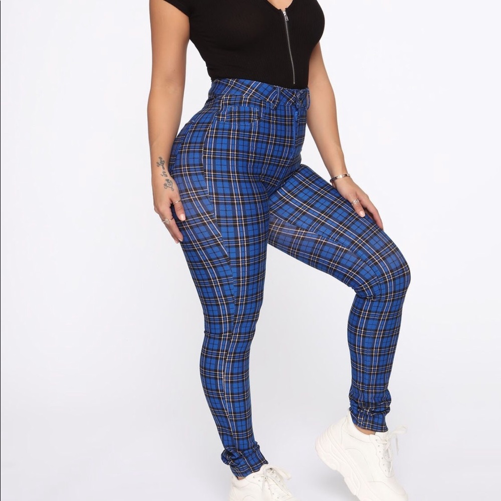 Fashion Nova blue Plaid pants